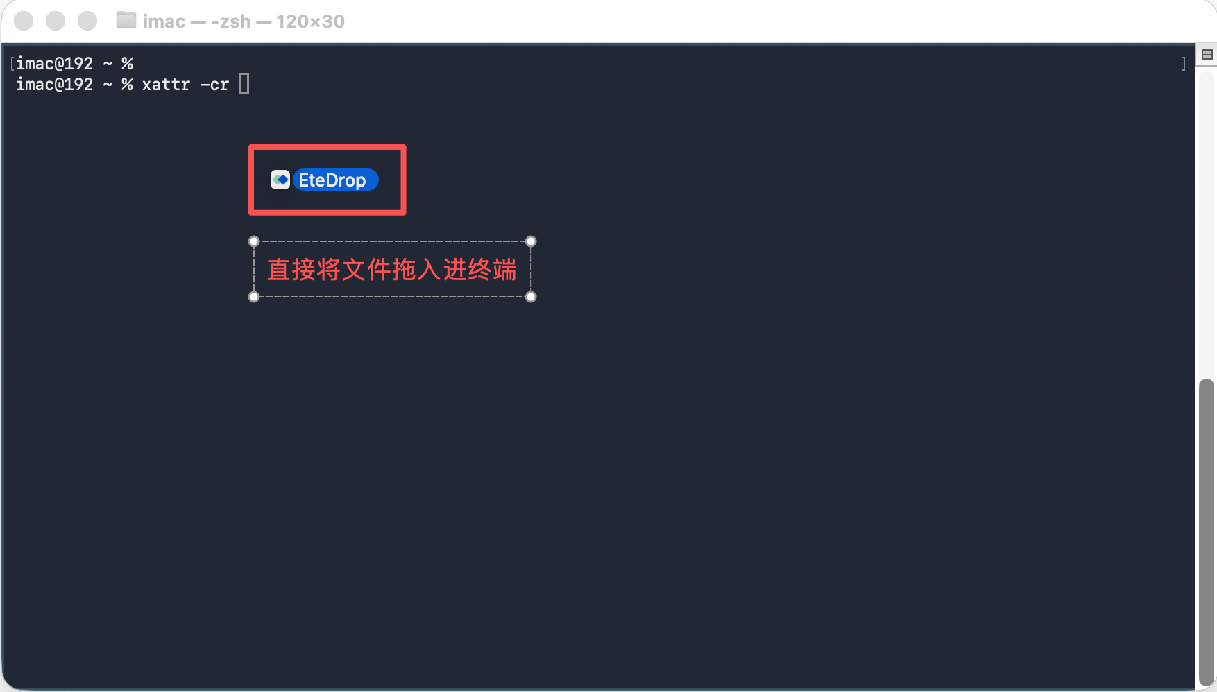 Drag app into Terminal to auto-complete path